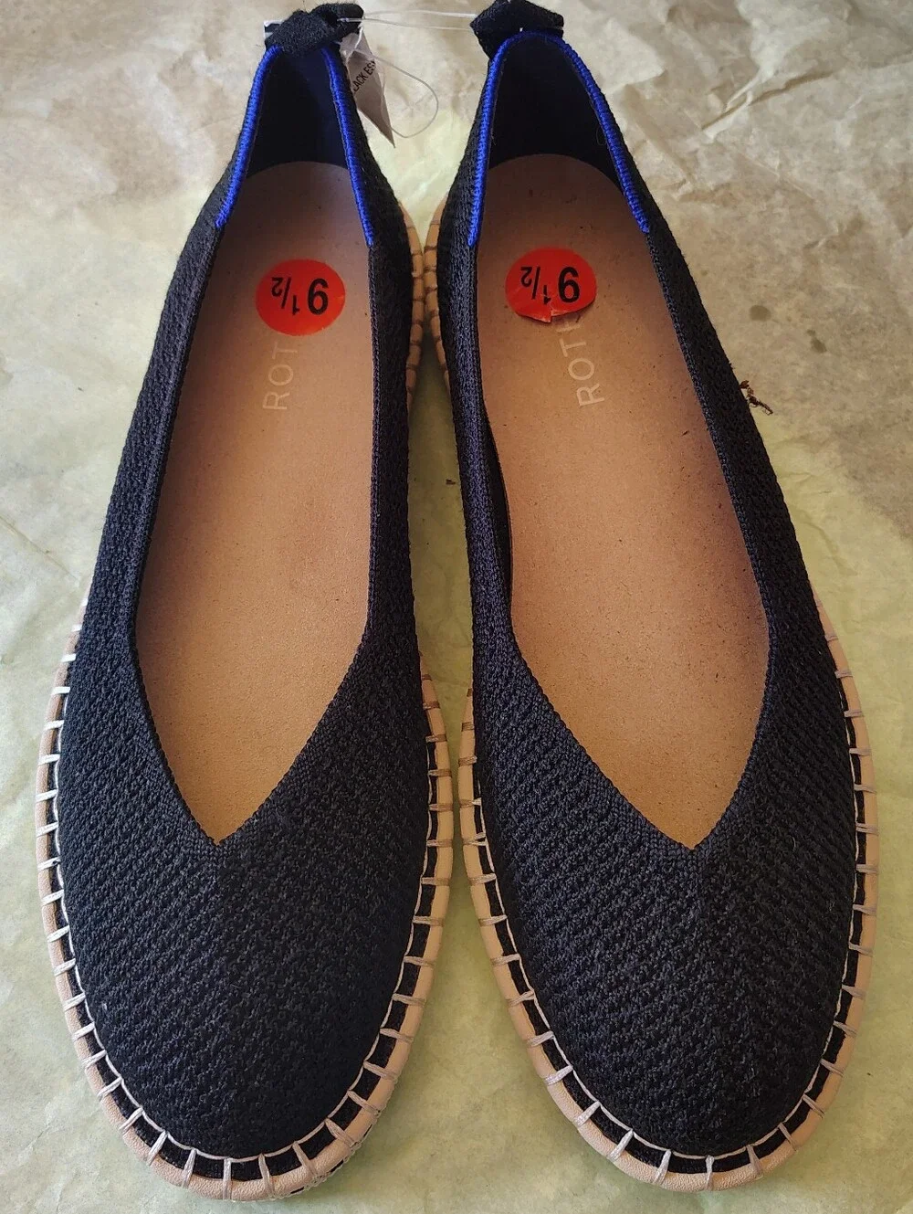 Rothy’s Espadrille Sz 9.5 Navy Stripe NWT - No Laces
